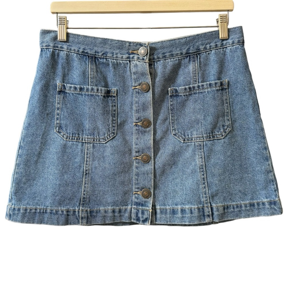 FOREVER 21 Denim Mini Skirt Women's Size 30 Blue Jeans Button Front